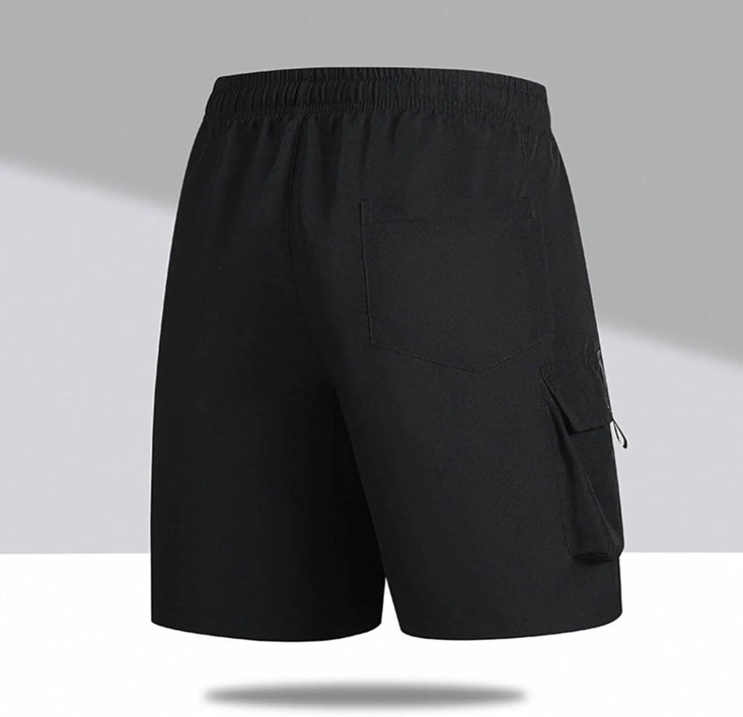 Men's Athletic Cargo Shorts Quick Dry with Pockets Gym Running Workout Elastic Activewear Outdoor Hiking Trunks