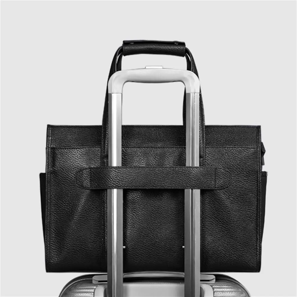 Men's Bags Leather Men's Handbags Layer Cowhide Computer Bag 15.6 Inch Business Large Capacity Briefcase
