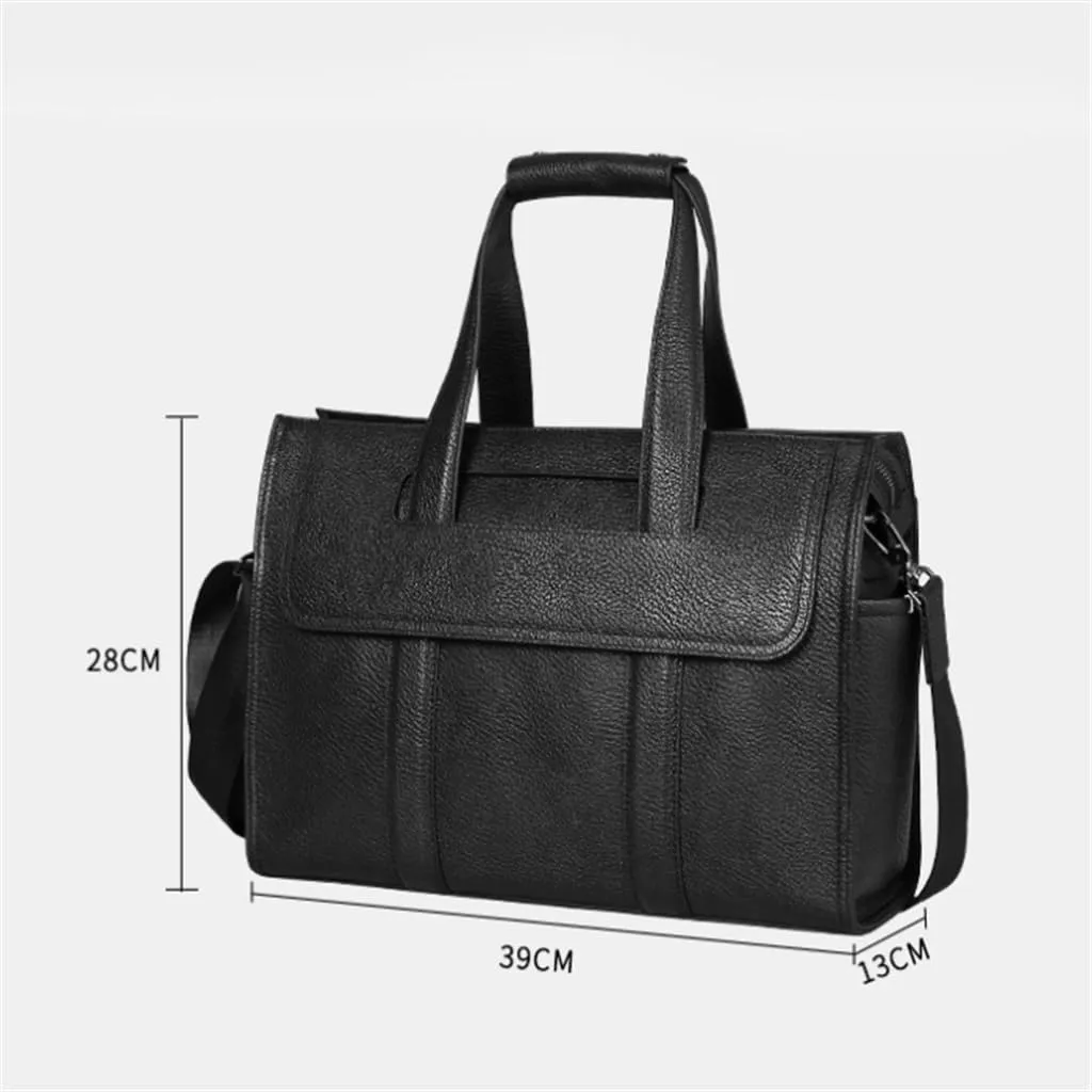 Men's Bags Leather Men's Handbags Layer Cowhide Computer Bag 15.6 Inch Business Large Capacity Briefcase