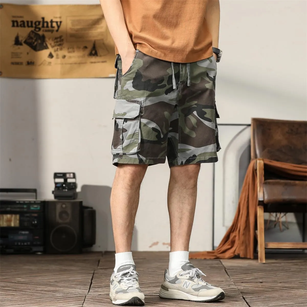 Men's Camouflage Tactical Cargo Shorts - Summer Slim-Fit Military Shorts with Multi-Pockets