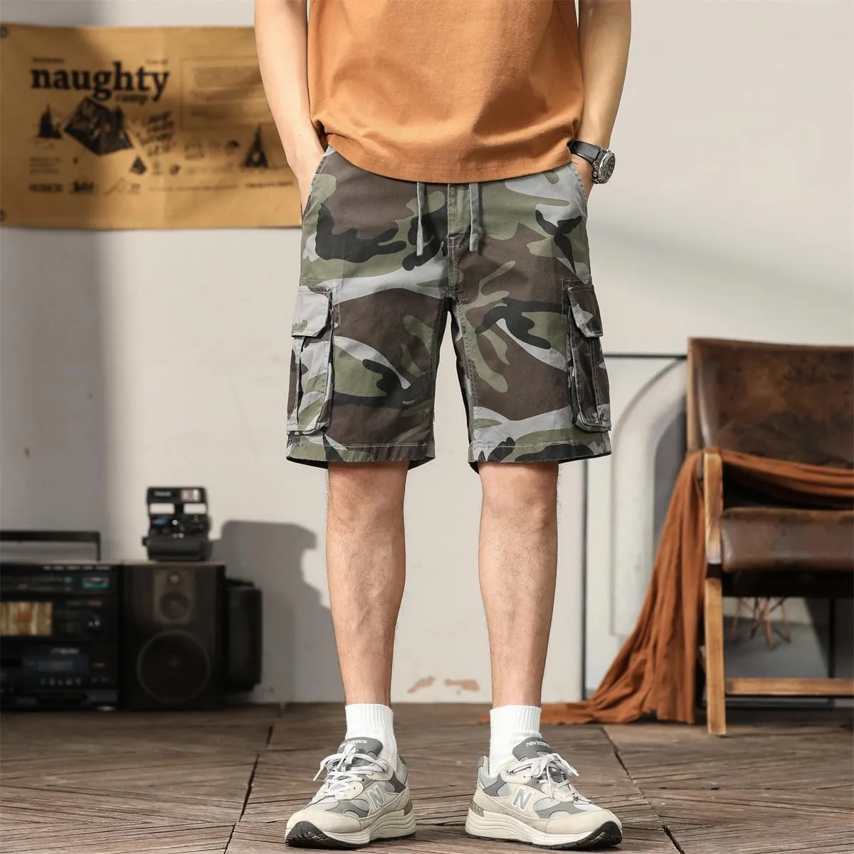 Men's Camouflage Tactical Cargo Shorts - Summer Slim-Fit Military Shorts with Multi-Pockets