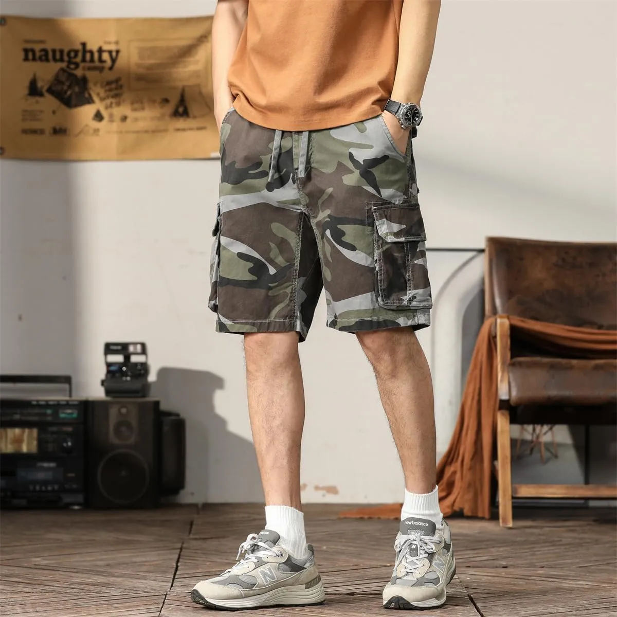 Men's Camouflage Tactical Cargo Shorts - Summer Slim-Fit Military Shorts with Multi-Pockets