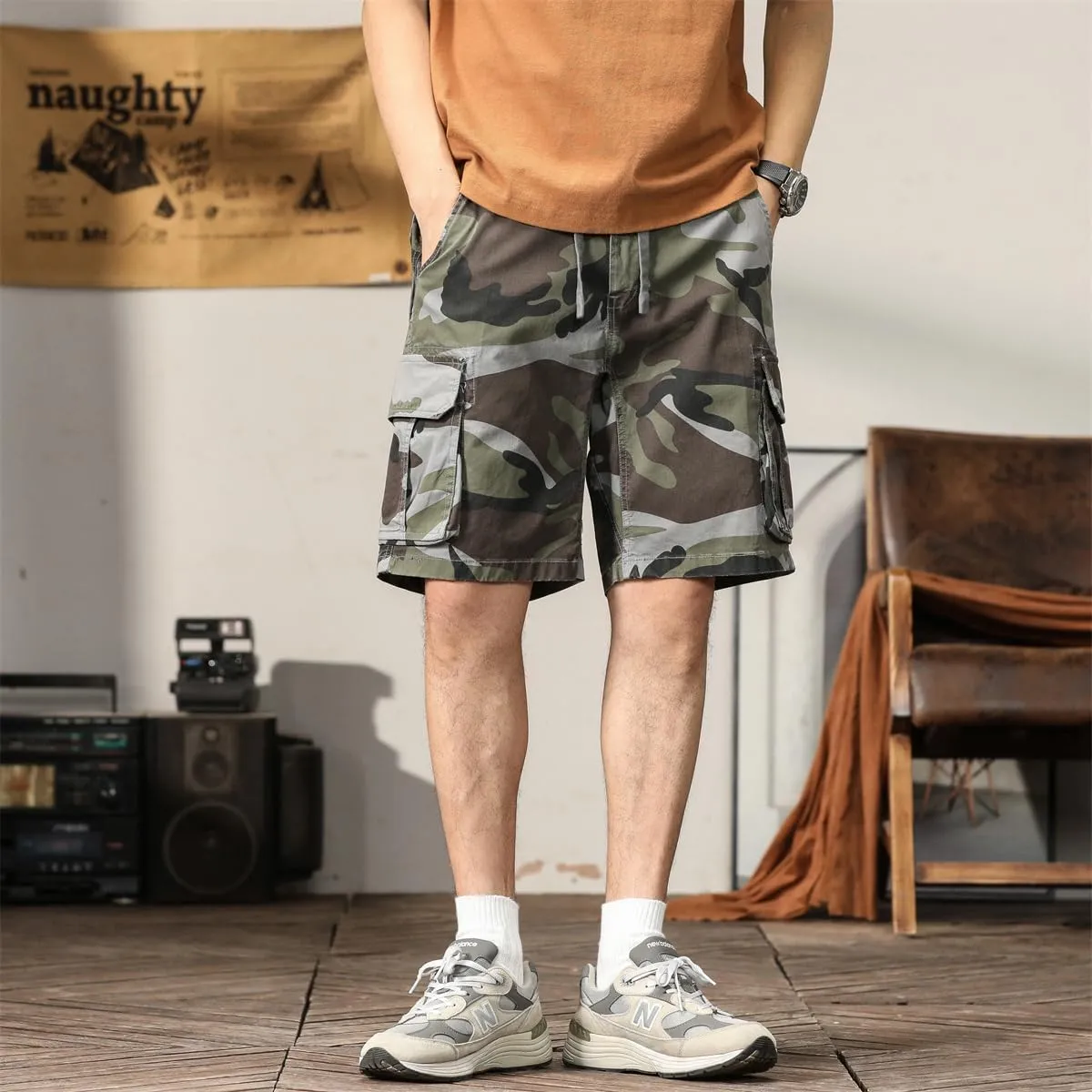 Men's Camouflage Tactical Cargo Shorts - Summer Slim-Fit Military Shorts with Multi-Pockets