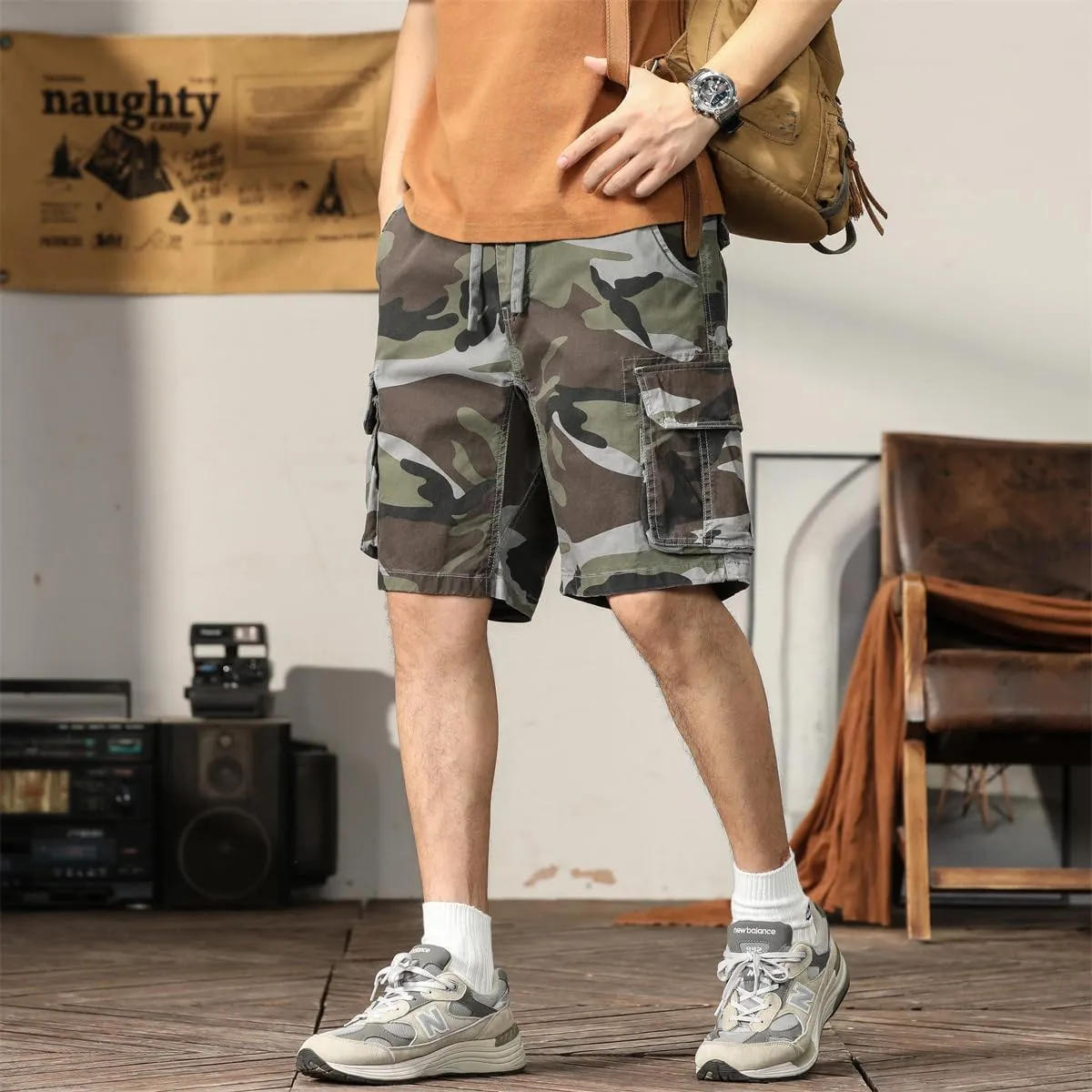 Men's Camouflage Tactical Cargo Shorts - Summer Slim-Fit Military Shorts with Multi-Pockets