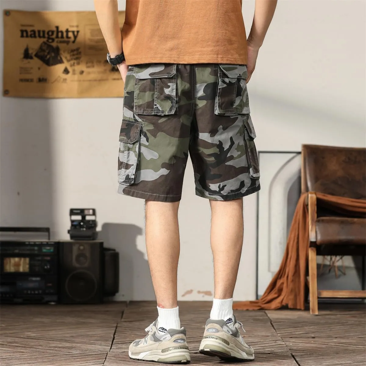 Men's Camouflage Tactical Cargo Shorts - Summer Slim-Fit Military Shorts with Multi-Pockets