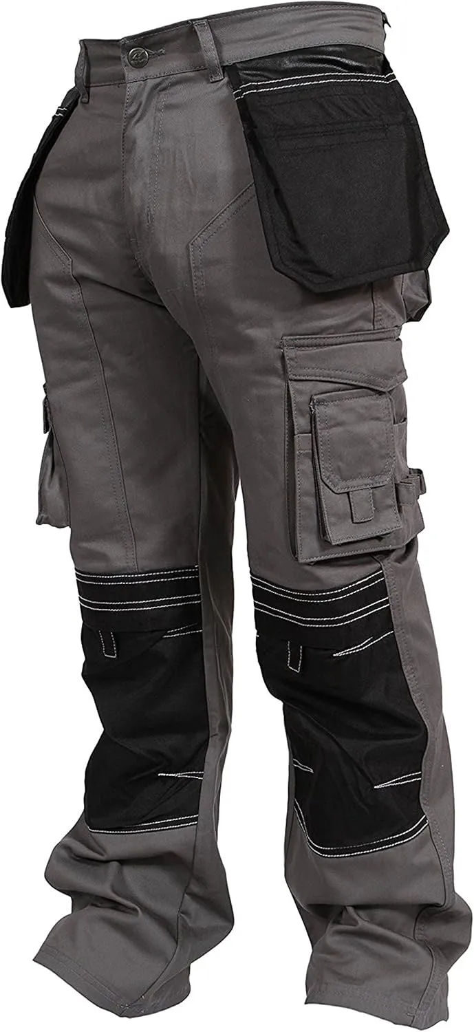 Mens Cargo Pants Khaki Black Grey Cordura Utility Work Safety Trousers Knee Pad Pockets