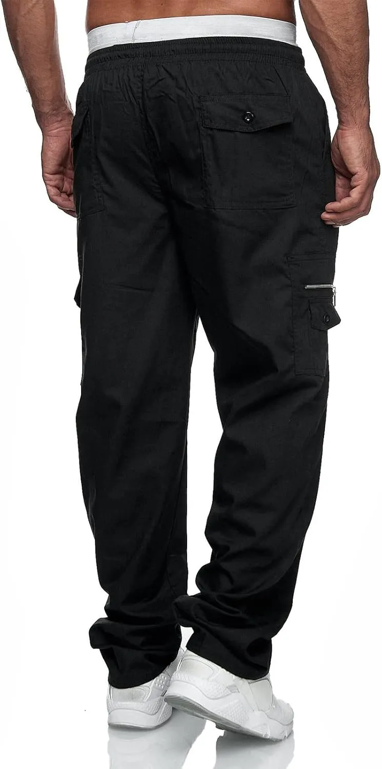 Men's Cargo Pants Relaxed Fit Sport Pants Jogger Sweatpants Drawstring Outdoor Trousers with Pockets