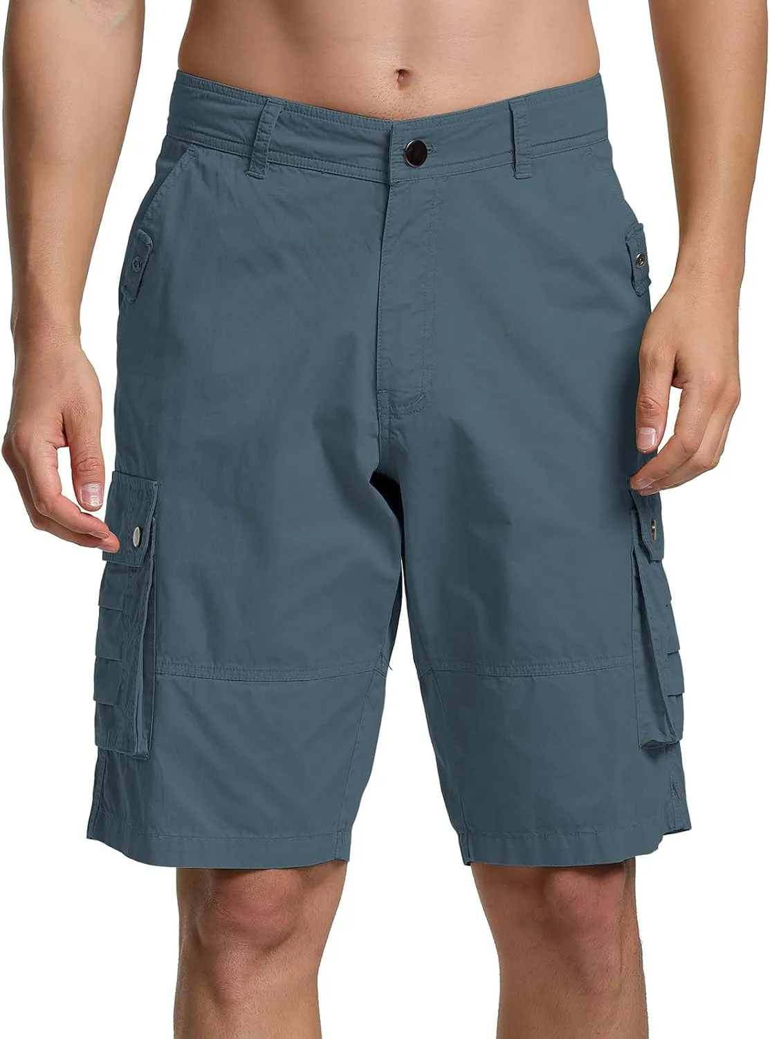 Men's Cargo Shorts Relaxed Fit Below Knee Length Hiking Shorts with 6 Pockets