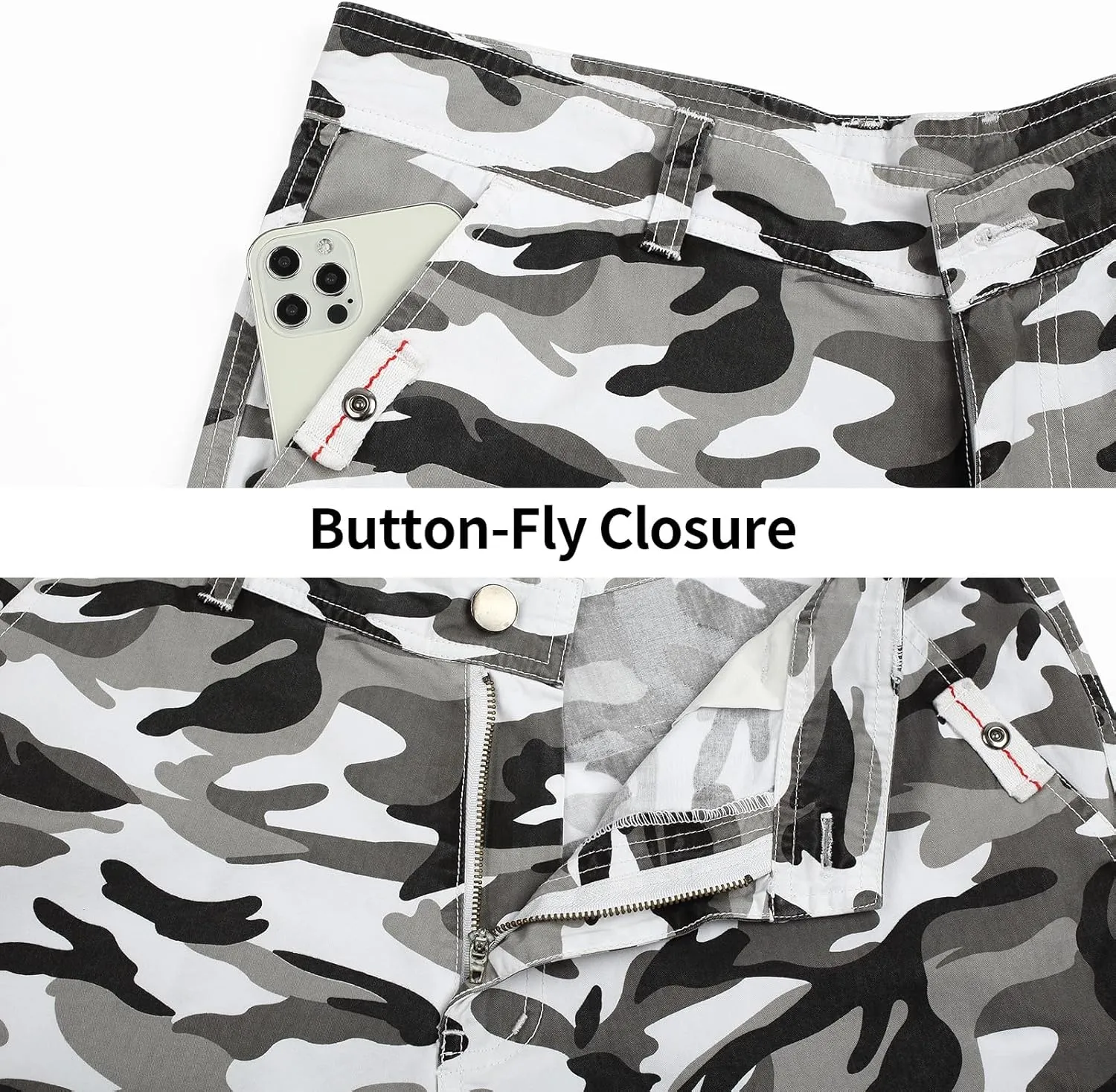 Men's Cargo Shorts Relaxed Fit Below Knee Length Hiking Shorts with 6 Pockets
