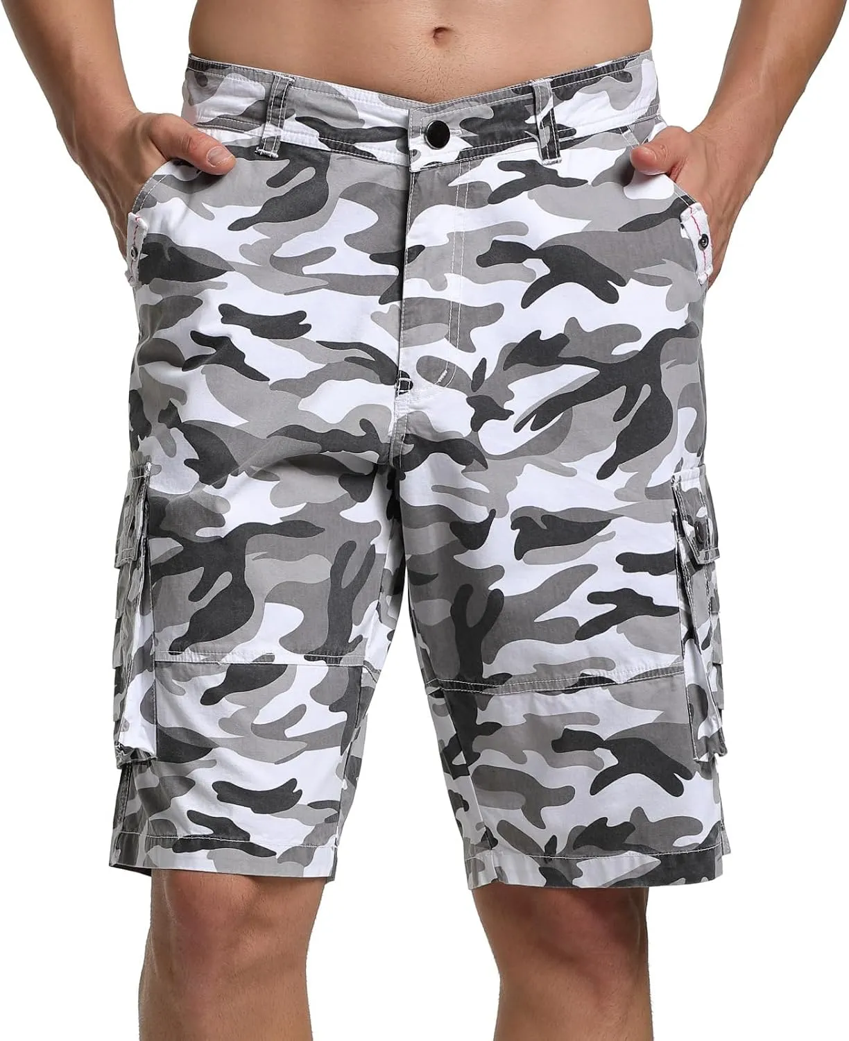 Men's Cargo Shorts Relaxed Fit Below Knee Length Hiking Shorts with 6 Pockets