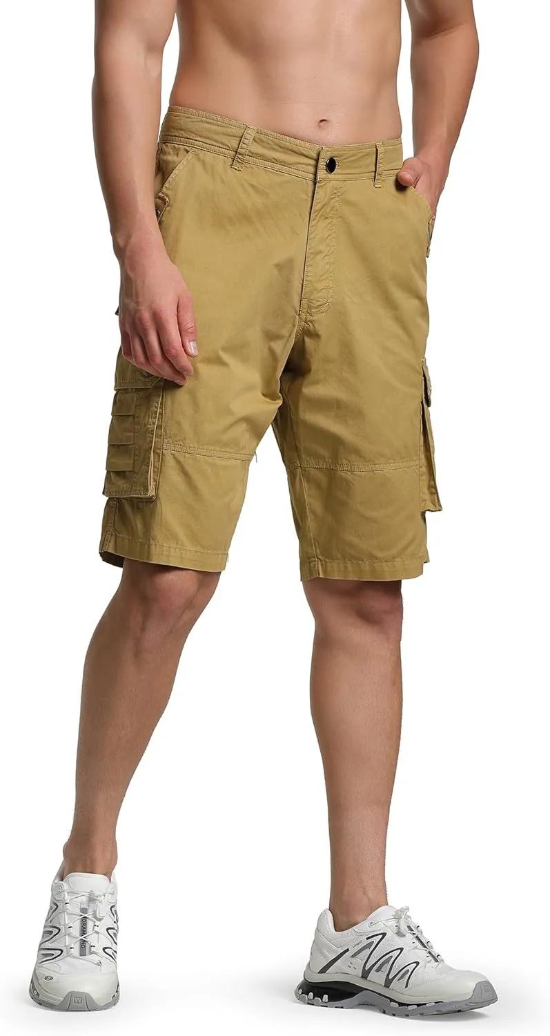 Men's Cargo Shorts Relaxed Fit Below Knee Length Hiking Shorts with 6 Pockets