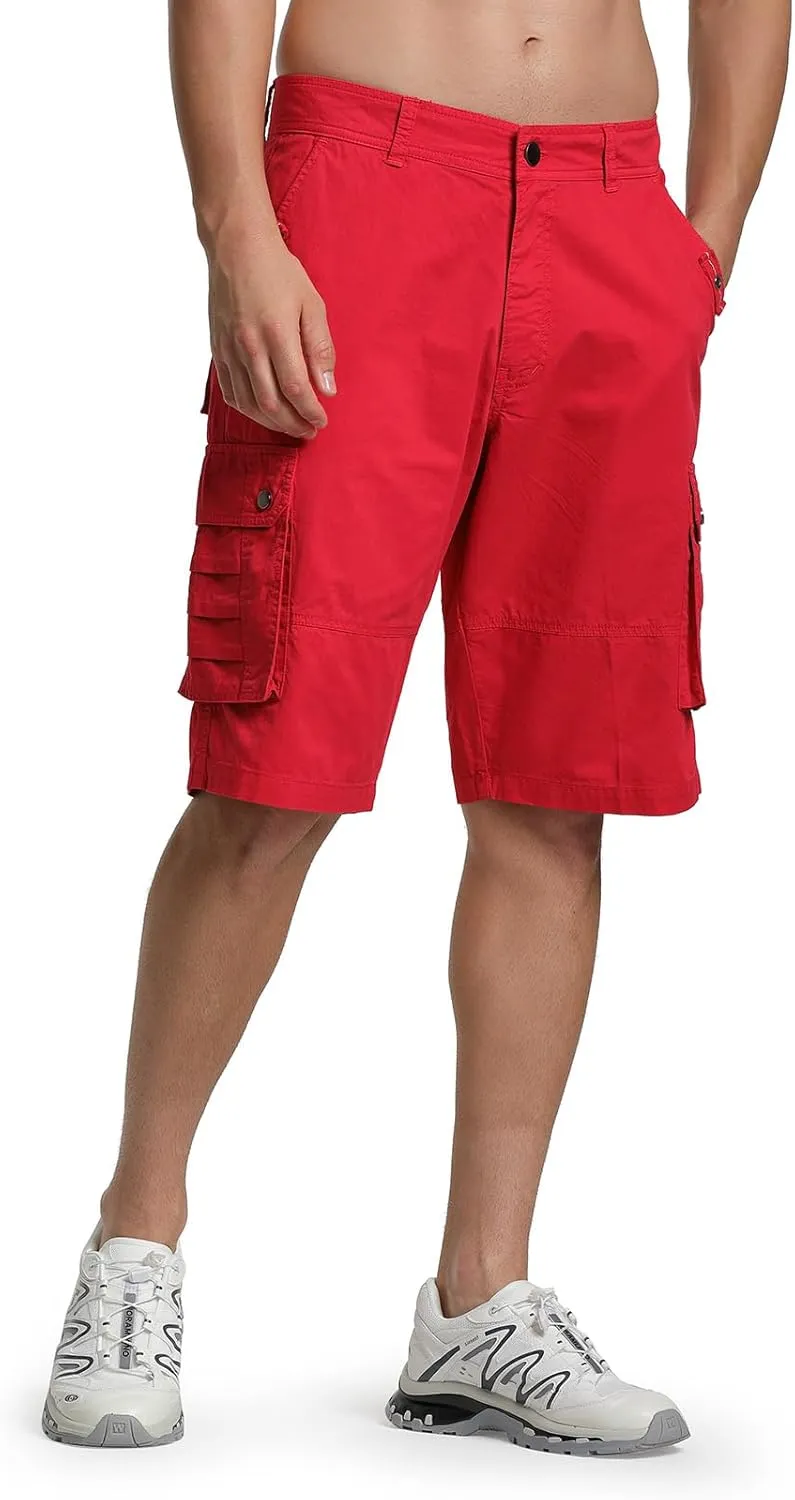 Men's Cargo Shorts Relaxed Fit Below Knee Length Hiking Shorts with 6 Pockets