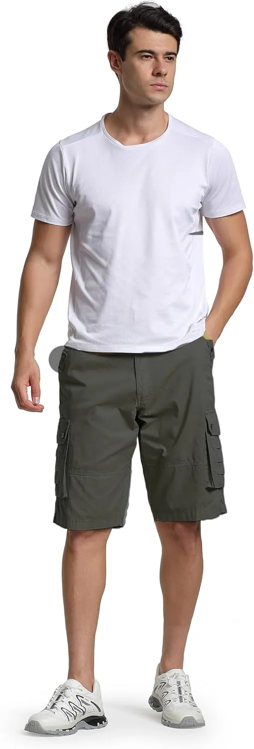 Men's Cargo Shorts Relaxed Fit Below Knee Length Hiking Shorts with 6 Pockets