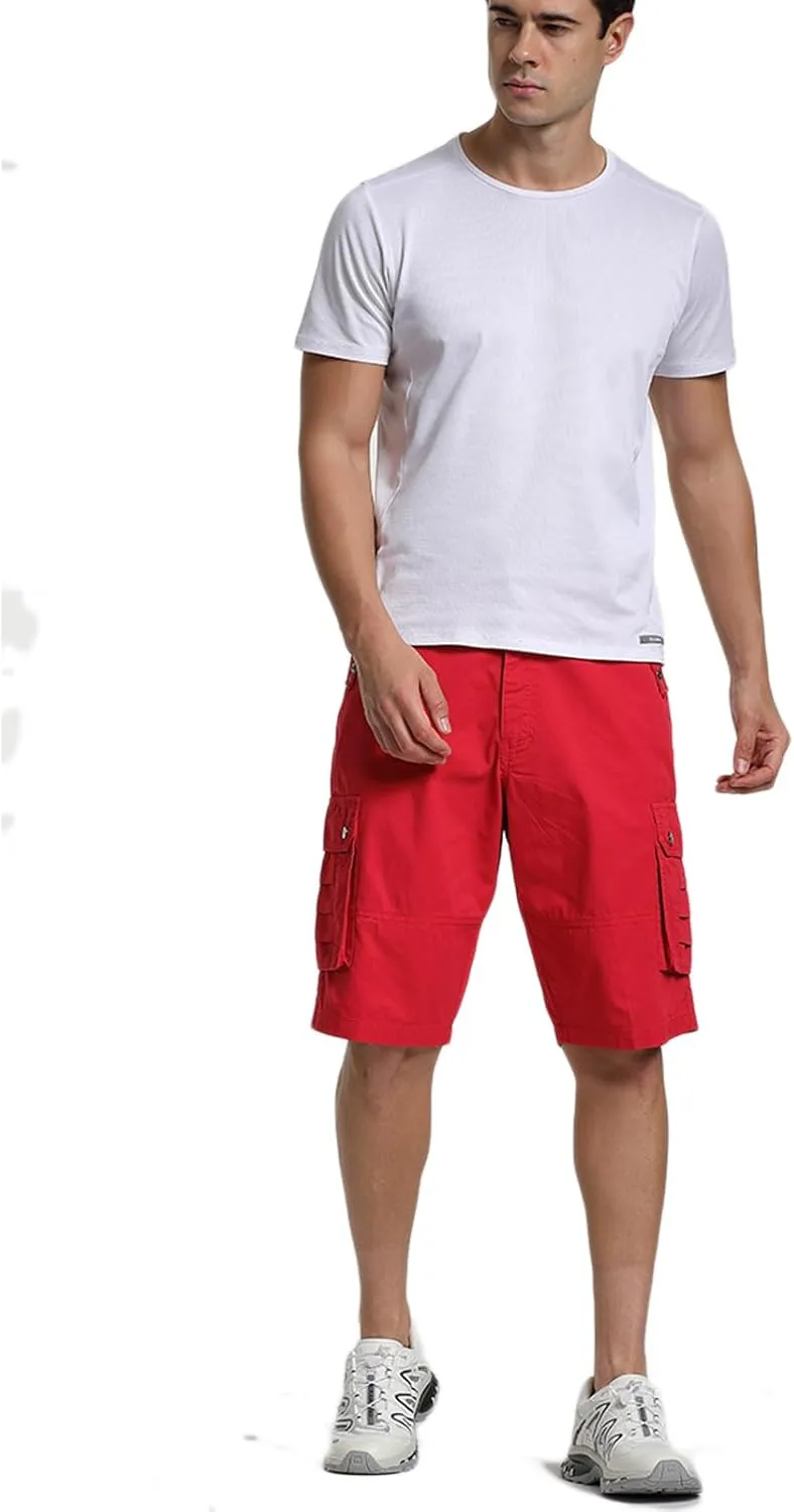 Men's Cargo Shorts Relaxed Fit Below Knee Length Hiking Shorts with 6 Pockets