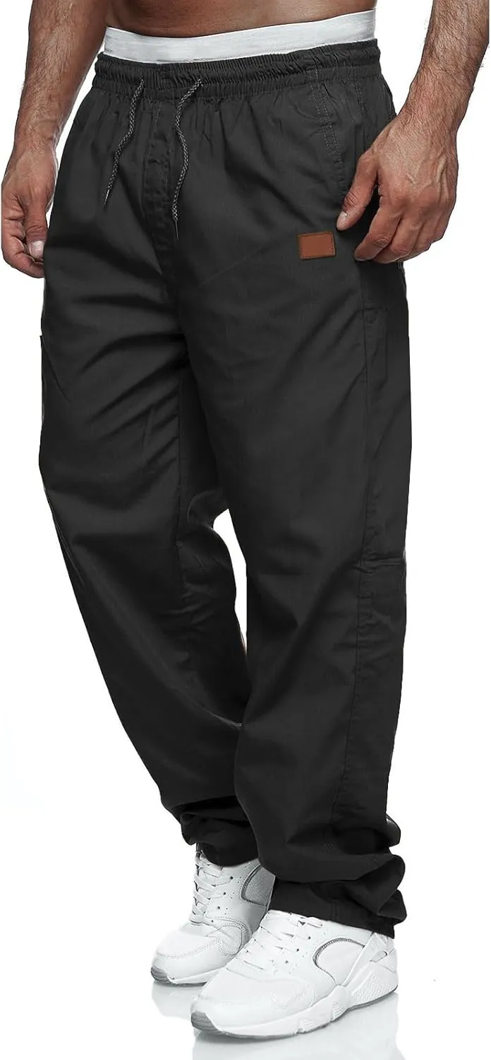 Mens Casual Jogger Pants Relaxed Fit Cargo Pants Drawstring Sweatpants Hiking Outdoor Twill Sport Pants