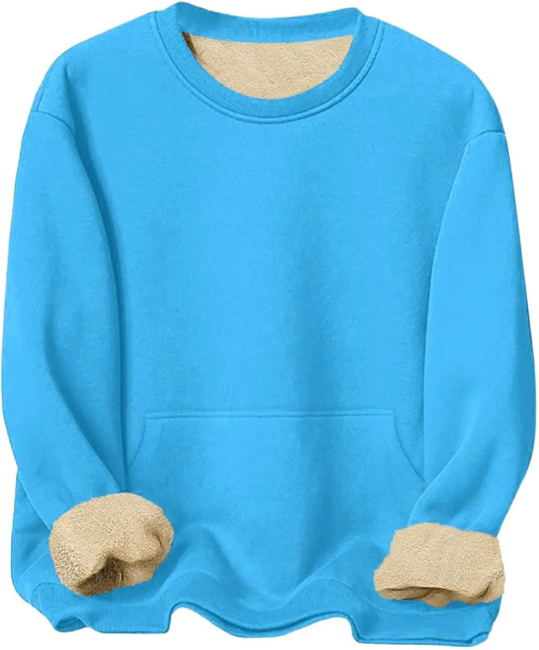 Mens Fleece Pullover Crewneck Solid Solor Basic Winter Warm Sweatshirts Long Sleeve Casual Loose Comfy Clothes 2024