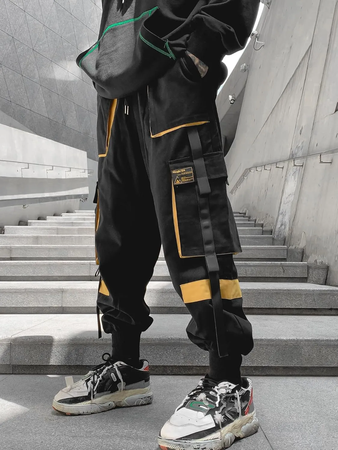 Men's Jogger Pants Techwear Hip Hop Harem Pants Streetwear Tactical Track Pants with Drawstring