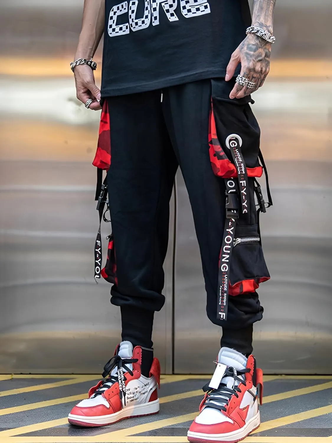 Men's Joggers Punk Cargo Baggy Techwear Hip Hop Harem Streetwear Tactical Track Pants