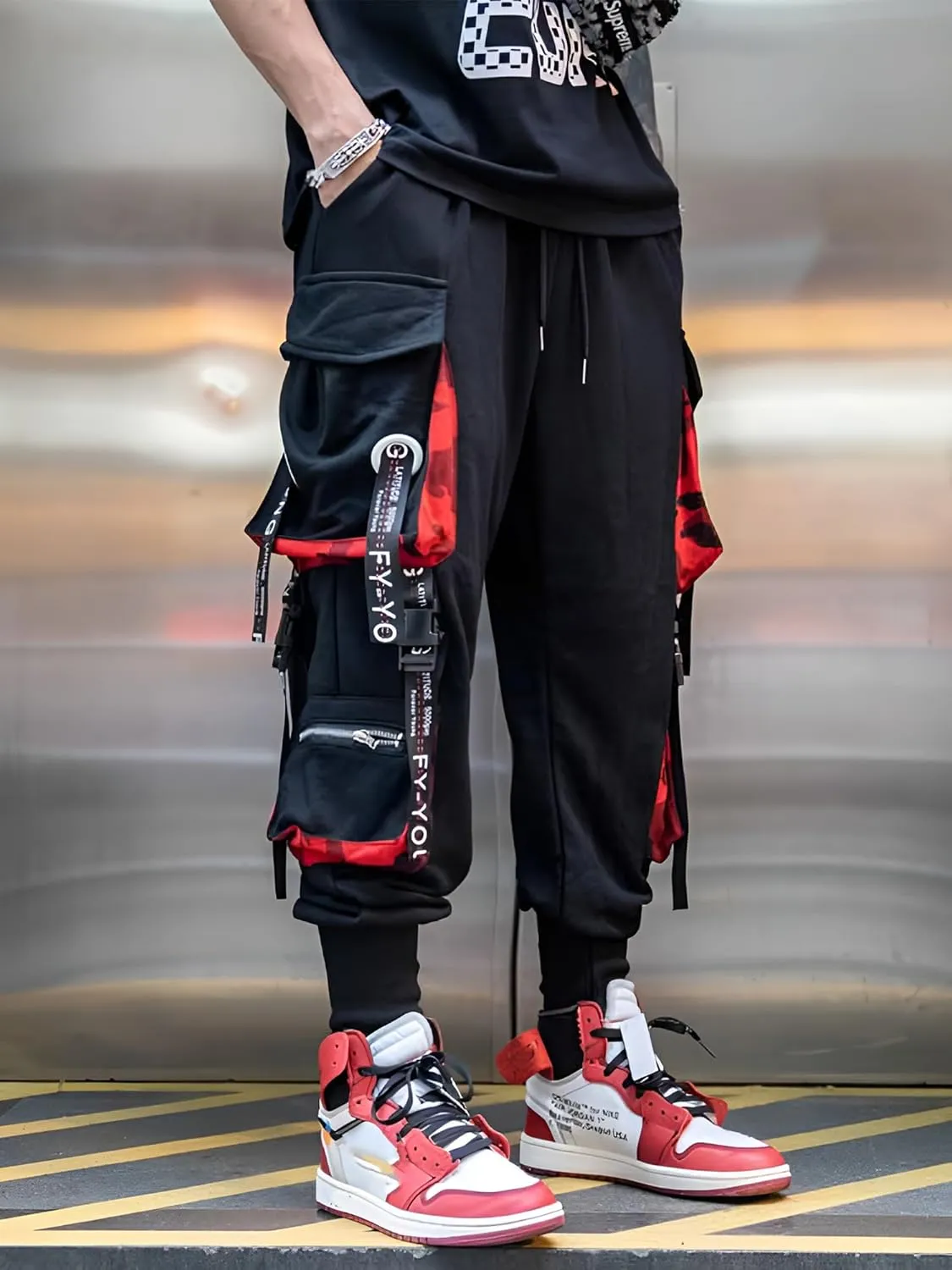 Men's Joggers Punk Cargo Baggy Techwear Hip Hop Harem Streetwear Tactical Track Pants