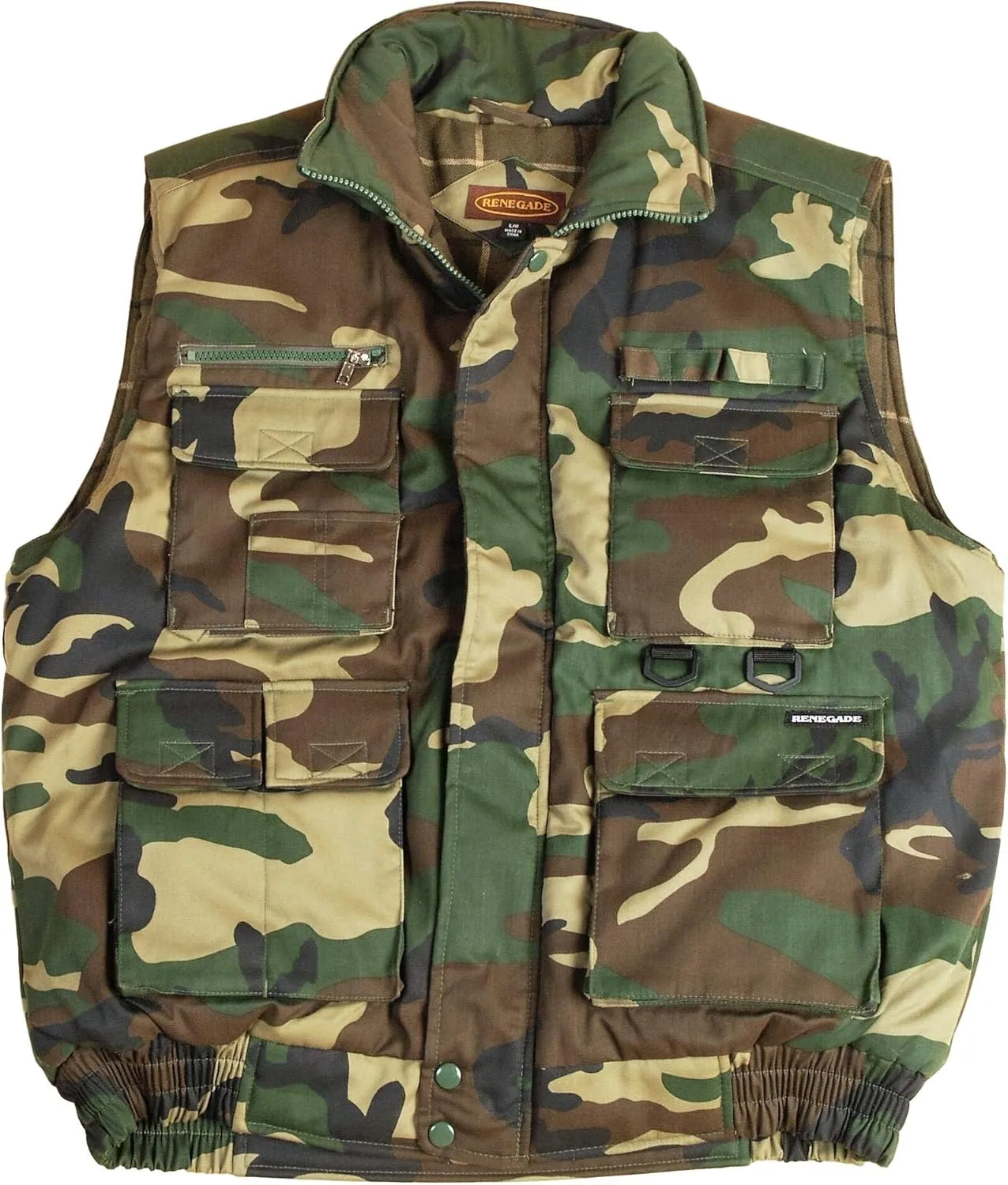 Men's Multiple Pocket Water Resistant Poplin Shell Polar Fleece Lined Padded Utility Vest