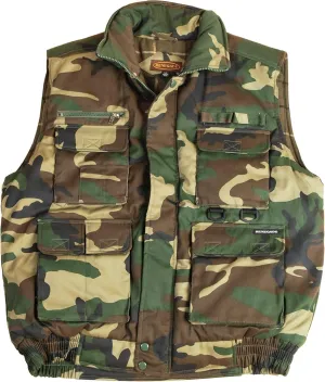 Men's Multiple Pocket Water Resistant Poplin Shell Polar Fleece Lined Padded Utility Vest