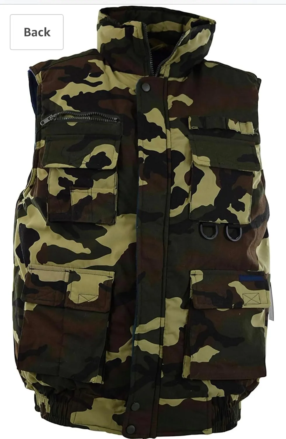 Men's Multiple Pocket Water Resistant Poplin Shell Polar Fleece Lined Padded Utility Vest