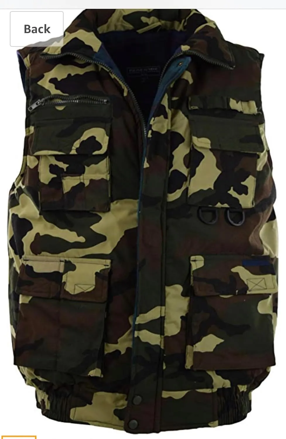 Men's Multiple Pocket Water Resistant Poplin Shell Polar Fleece Lined Padded Utility Vest