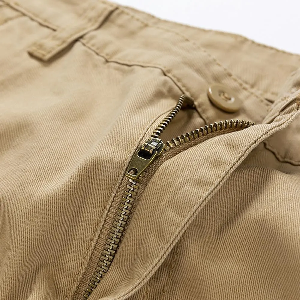 Men's Regular Fit Military Cargo Shorts - Summer Cotton Casual Shorts with Zipper Pockets