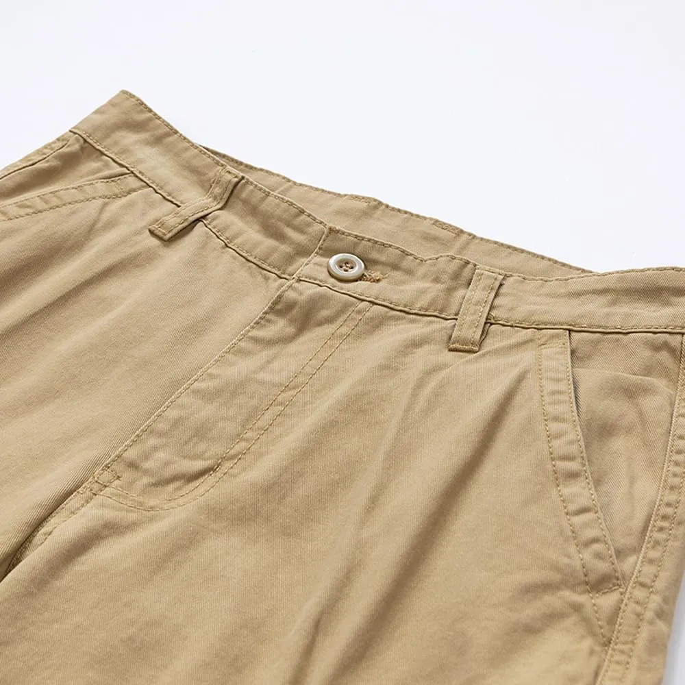 Men's Regular Fit Military Cargo Shorts - Summer Cotton Casual Shorts with Zipper Pockets