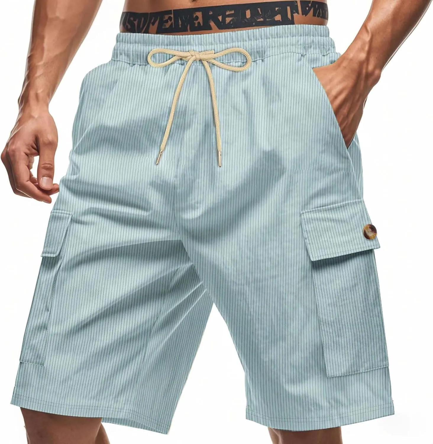 Men's Shorts Cargo Military Style Utility Workwear Elastic Waistband Breathable Fabric Big and Tall Fit