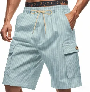 Men's Shorts Cargo Military Style Utility Workwear Elastic Waistband Breathable Fabric Big and Tall Fit