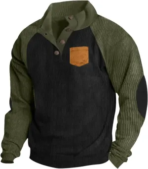 Mens Sweatshirts No Hood Collared Cotton Mens Button Down Long Sleeve Shirts 2024 Fall Casual Design Outdoor Pullover