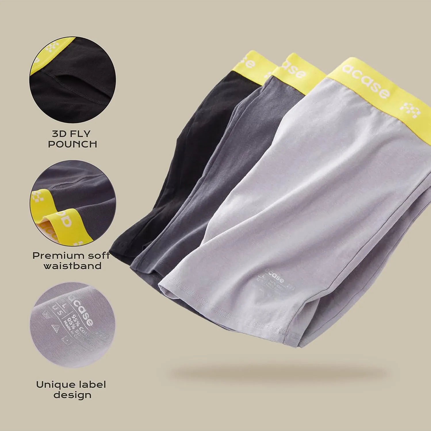Mens Underwear Boxers Briefs Cotton Stretchy Underwear Pack Compression Boxer with Pouch Breathable Brief for Men