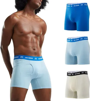 Mens Underwear Boxers Briefs Cotton Stretchy Underwear Pack Compression Boxer with Pouch Breathable Brief for Men