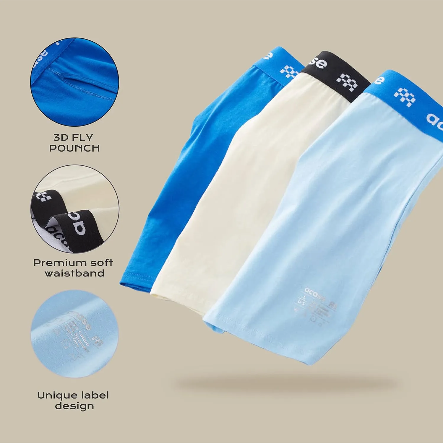 Mens Underwear Boxers Briefs Cotton Stretchy Underwear Pack Compression Boxer with Pouch Breathable Brief for Men