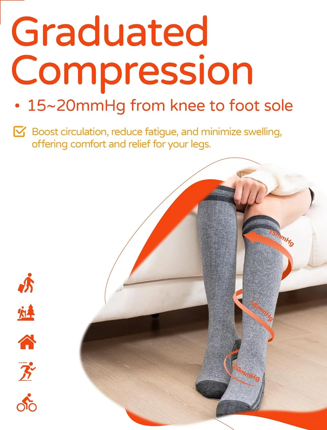 Merino Wool Compression Socks for Women Men (2/3 Pairs) Knee High Winter Thermal Thick Warm for Nurse Pregnant Travel