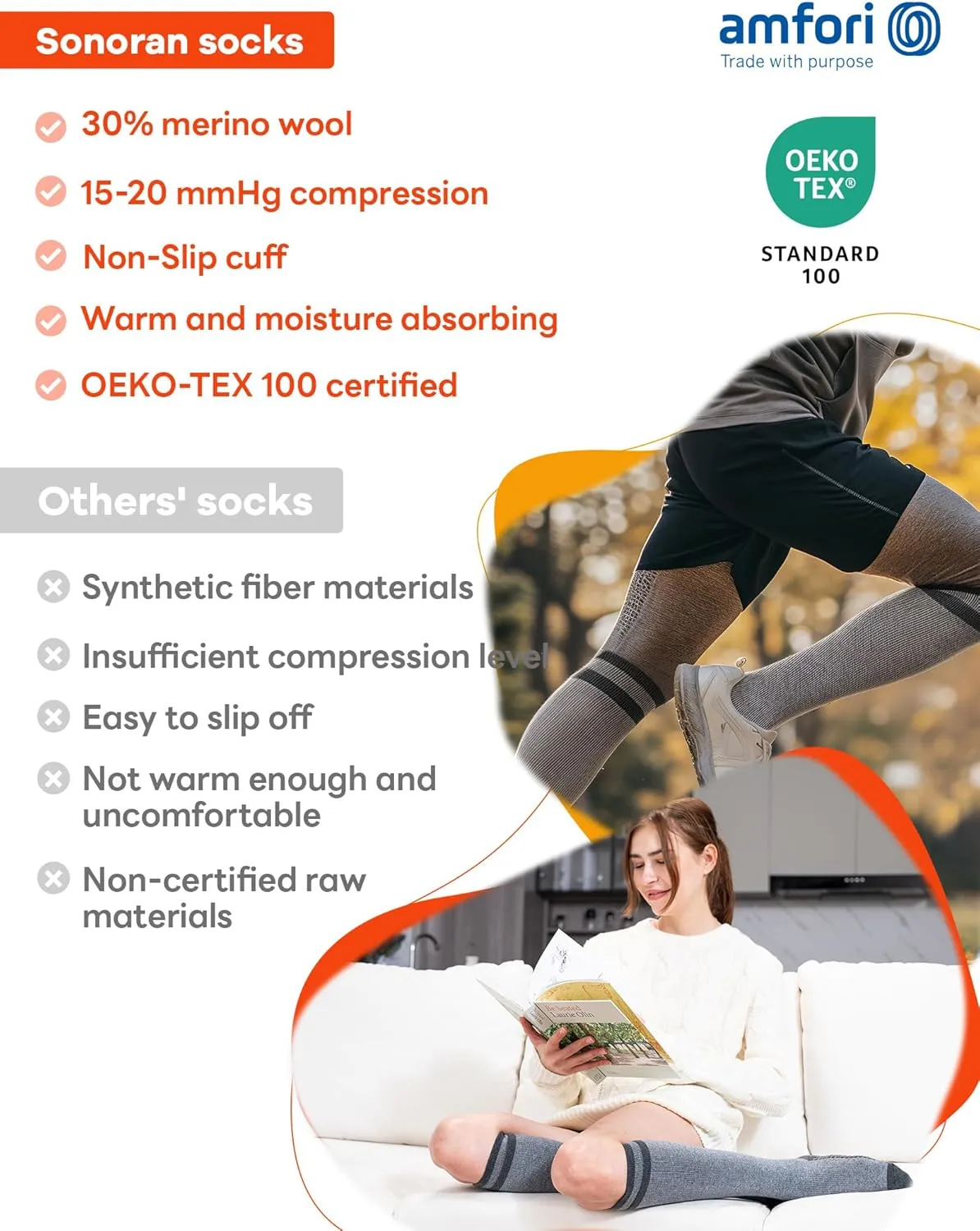 Merino Wool Compression Socks for Women Men (2/3 Pairs) Knee High Winter Thermal Thick Warm for Nurse Pregnant Travel