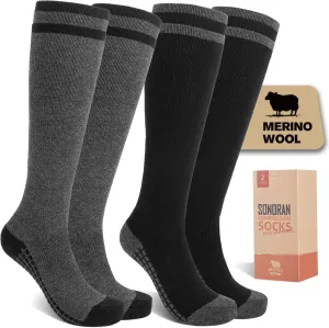 Merino Wool Compression Socks for Women Men (2/3 Pairs) Knee High Winter Thermal Thick Warm for Nurse Pregnant Travel