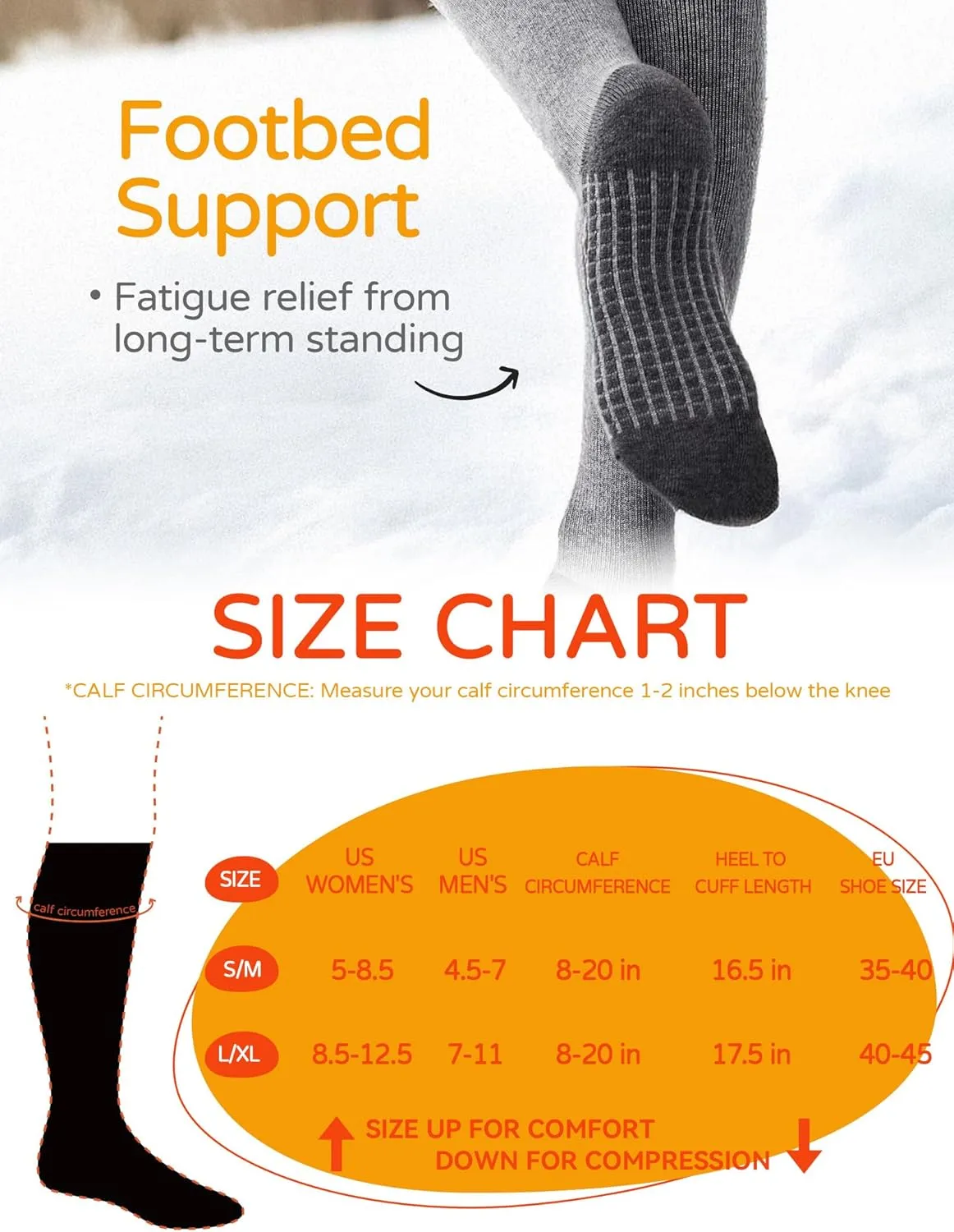 Merino Wool Compression Socks for Women Men (2/3 Pairs) Knee High Winter Thermal Thick Warm for Nurse Pregnant Travel