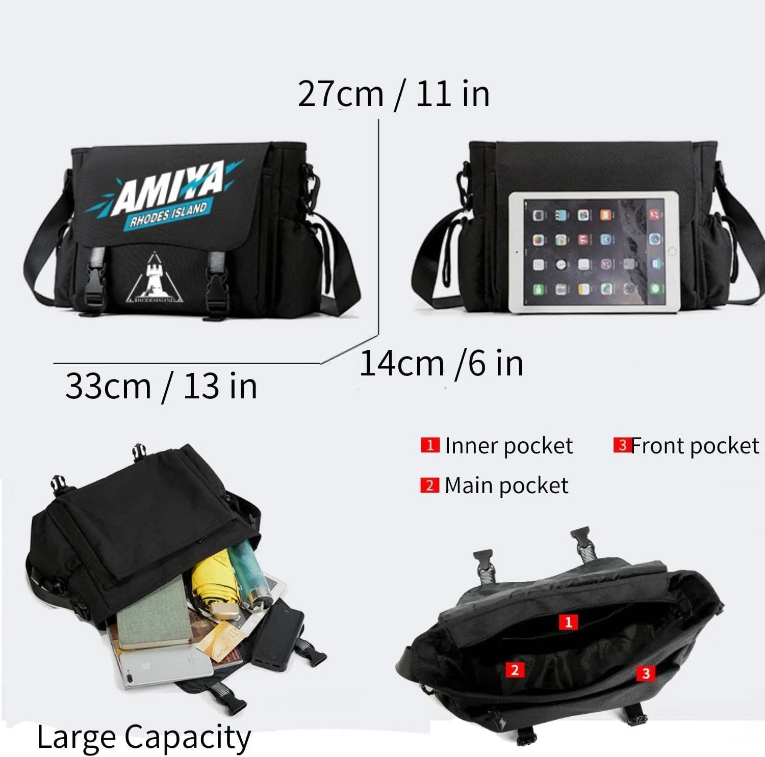 Messenger Bag for Arknights Amiya Texas Lappland Exusiai Cosplay, Shoulder Bag Crossbody Pack Laptop Bag