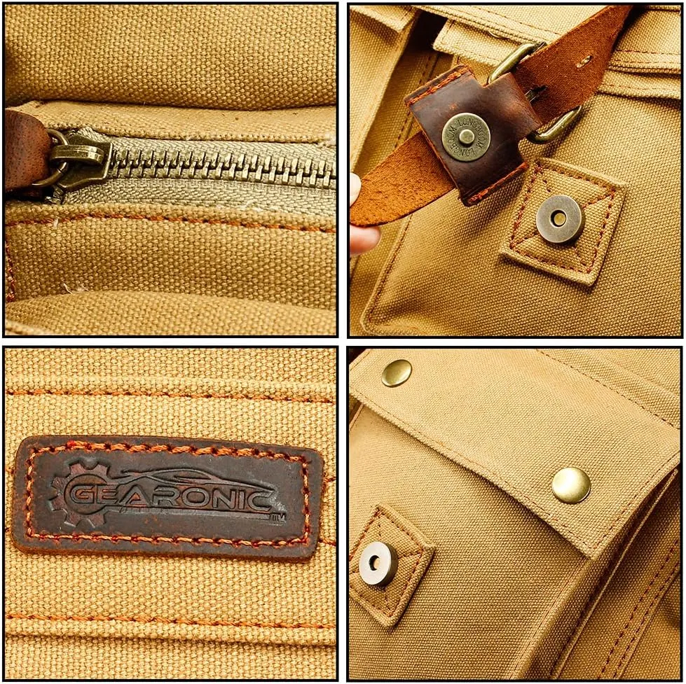 Messenger Bag for Laptop Vintage Canvas Leather Crossbody Satchel Shoulder Computer Bag Travel Office Messenger Bag
