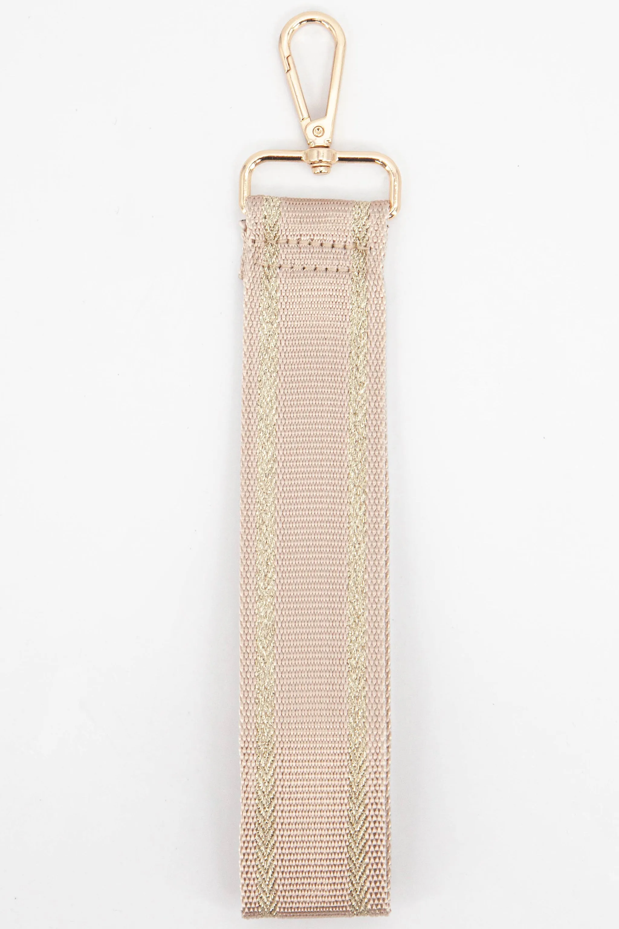 Metallic Border Stripe Plain Wrist Strap in Beige & Gold