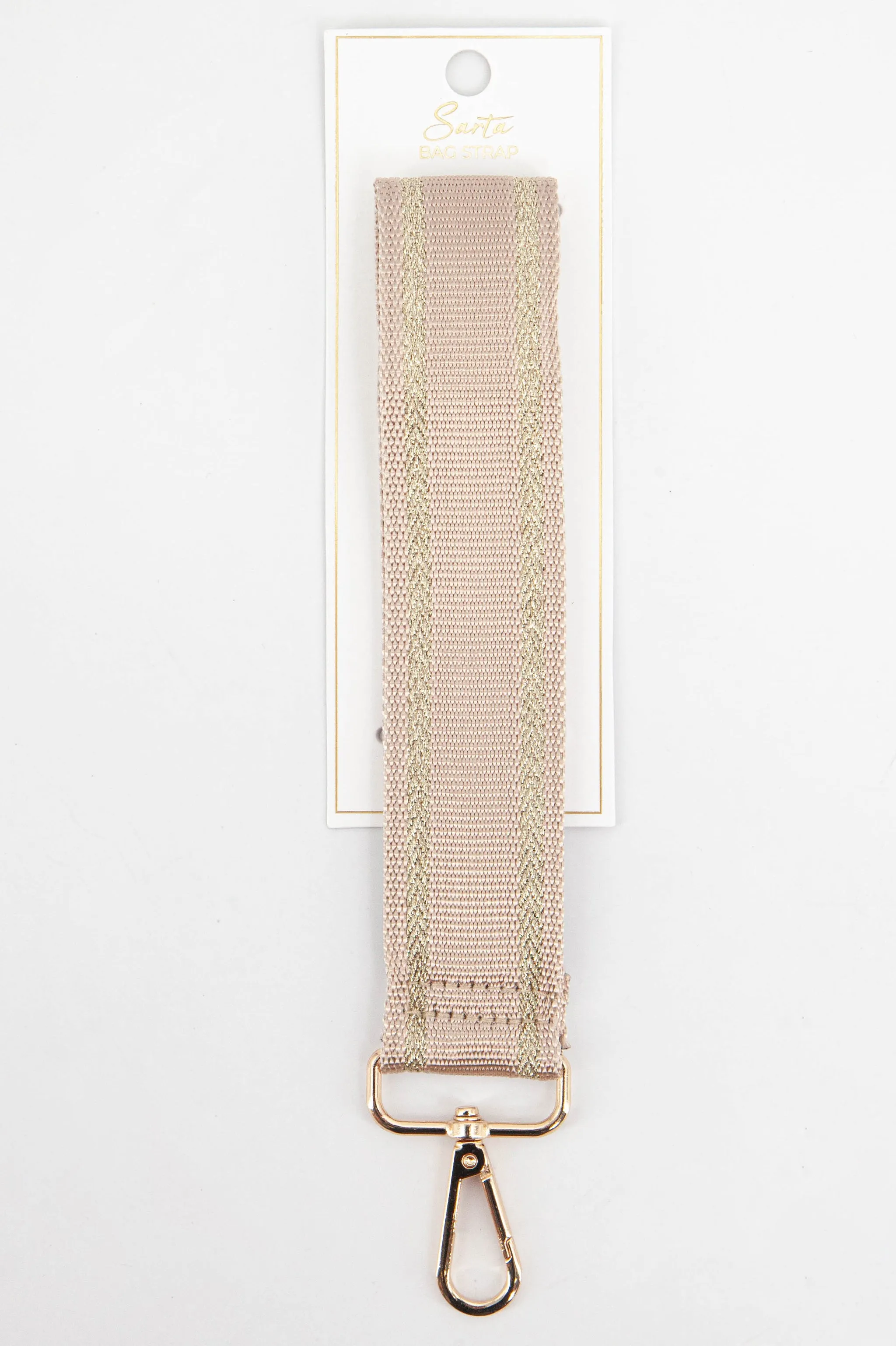 Metallic Border Stripe Plain Wrist Strap in Beige & Gold