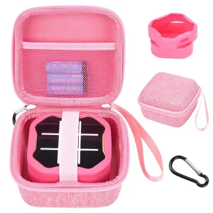 MGZNMTY Travel Storage Case and Silicone Cover Compatible with Giiker Tic Tac Toe Bolt Electronic Game, 3-in-1 Handheld Puzzle Game Console Toys Skin for Kids (Hard Case Silicone Cover) (Pink)