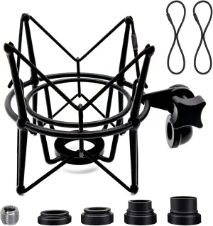 Microphone Shock Mount Universal Mic Holder Spider Recording Mic Shockmount Stand Compatible with Many Condenser Mics Like Rode NT1-A NT2-A Procaster AT2020 MXL 990 770 U87 (Black)