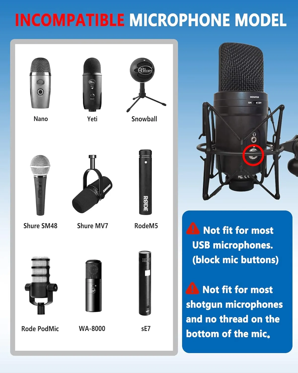 Microphone Shock Mount Universal Mic Holder Spider Recording Mic Shockmount Stand Compatible with Many Condenser Mics Like Rode NT1-A NT2-A Procaster AT2020 MXL 990 770 U87 (Black)