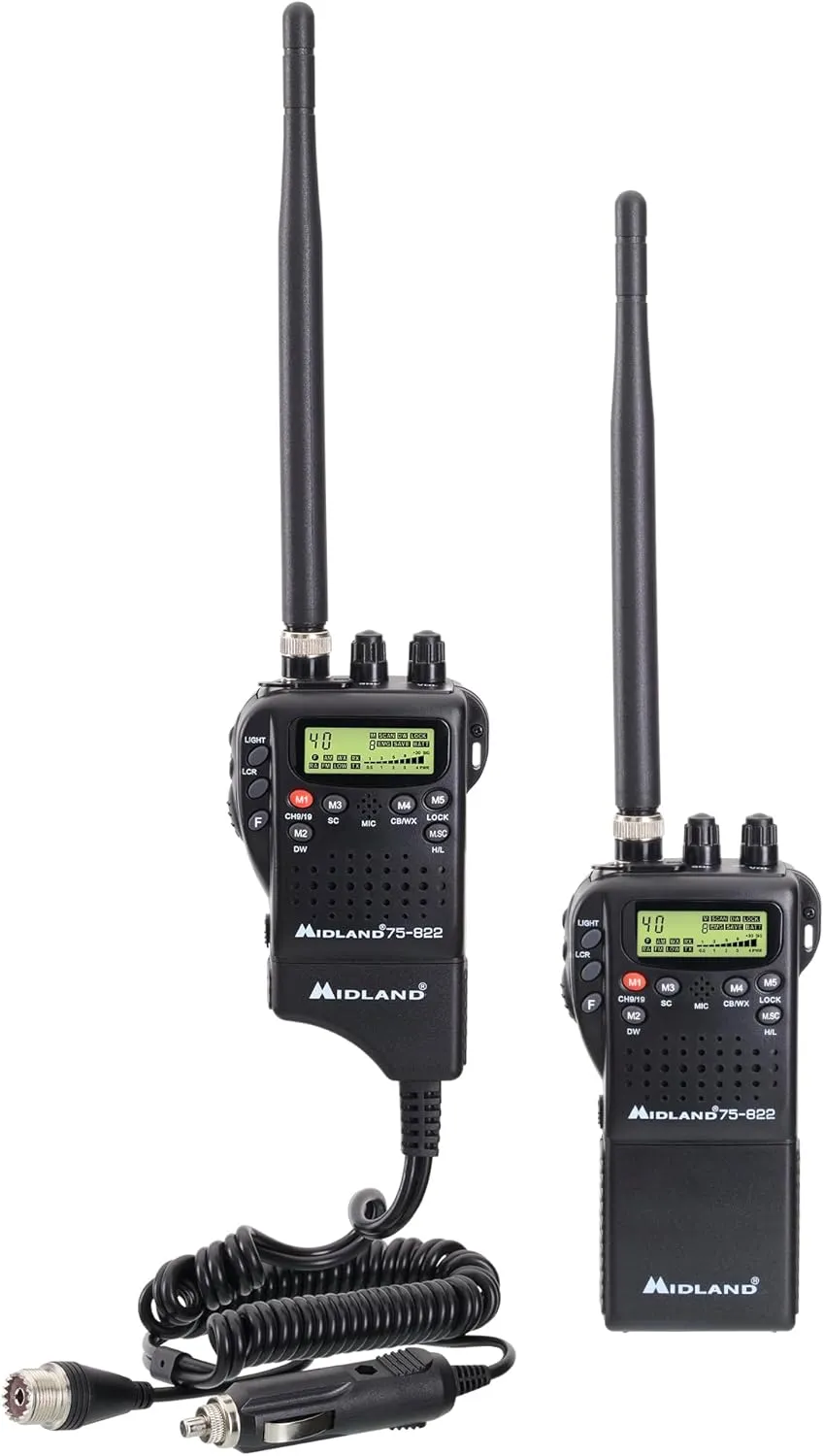 Midland 75-822 Handheld CB Radio & Mobile CB Radio – Walkie Talkie with 40 Channels, NOAA Weather Alerts, Long Range, Compatible with CB Antennas