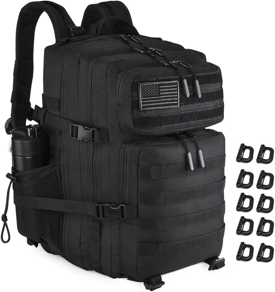 Military Tactical Backpack 45L Large Tactical Backpack for Men, Hiking Rucksack With Bottle Holder