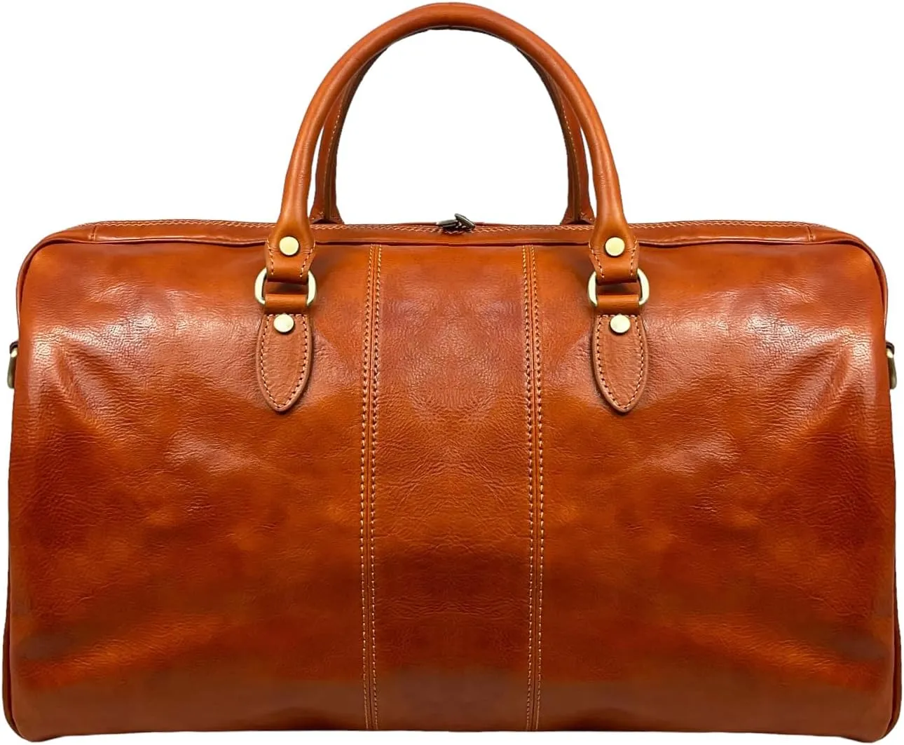 Mississippi Max Travel Bag, Genuine Leather Made in Italy (Camel)