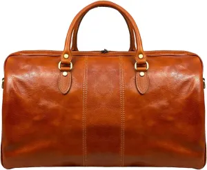 Mississippi Max Travel Bag, Genuine Leather Made in Italy (Camel)